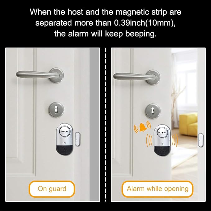 Door Alarms for Kids Safety, 120dB Loud Window Alarms for Home Security, Pool Alarm Door Alarm Sensor for House Hotel Apartment Sheds Caravans, 2 Pack
