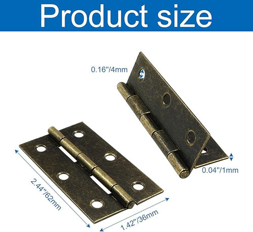 10Pcs Antique Red Bronze Door Hinges,2.5 Inch Iron Front Door Hinge,6 Hole Closet Exterior Door Hinges Heavy Duty,Antique Bronze Butt Hinge for Jewelry Box,Bedroom,Cabinet Door
