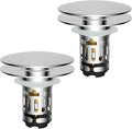 Hibbent 2 Pack Upgraded 3 in 1 Bathroom Sink Drain Strainer, Pop Up Sink Stopper with Big Push Cap, Anti-Clogging Metal Filter Basket,Sink Plug with Hair Catcher for 1.1''~2.36'' Basin, Chrome