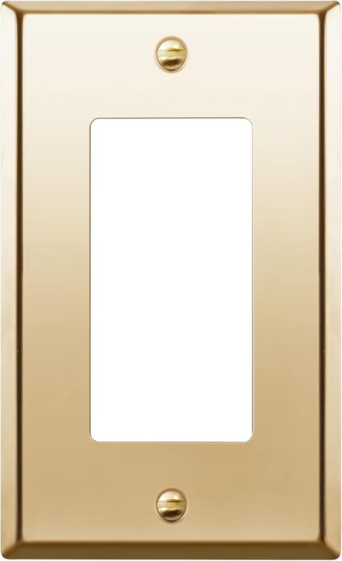 ENERLITES Decorator Switch or Outlet Metal Wall Plate, Stainless Steel Outlet Cover, Corrosion Resistant, Size 1-Gang 4.50" x 2.76", Stainless Steel 201, 7731-PB, Polished Brass, Gold