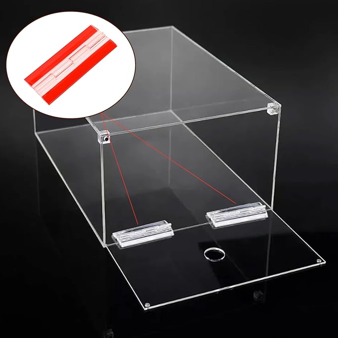 2 Pcs Acrylic Small Plastic Hinges - Continuous Transparent Self-Adhesive Folding Hinge Tools for Cabinet Drawer Furniture Aquarium DIY Crafts Display Stand 100x42 mm