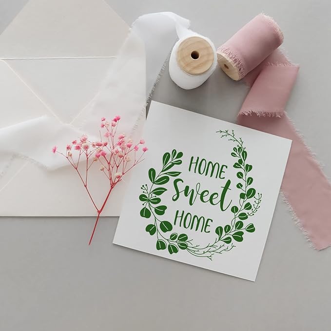 Home Sweet Home Screen Stencil, Chalk Paint Screen Transfer, Reusable Self-Adhesive Screen Printing Stencils for Wood, Fabric, Pillows, Walls DIY Home Decor.