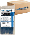 Kable Kontrol Metal Detectable Blue Zip Ties 10000 Pcs, 8 Inch, 50 Lbs Test | Iron Infused Cable Ties, Self-Locking, Metal Detector Compatible, Material Complies FDA Standards, Bulk Pack