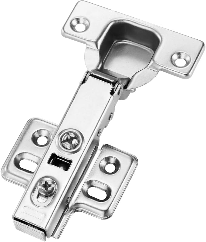 10pcs Full Overlay Cabinet Hinge Frameless Concealed Door Hinges European Soft Closing Four-Hole Mounting Plate Hinges Nickel Plated Finish