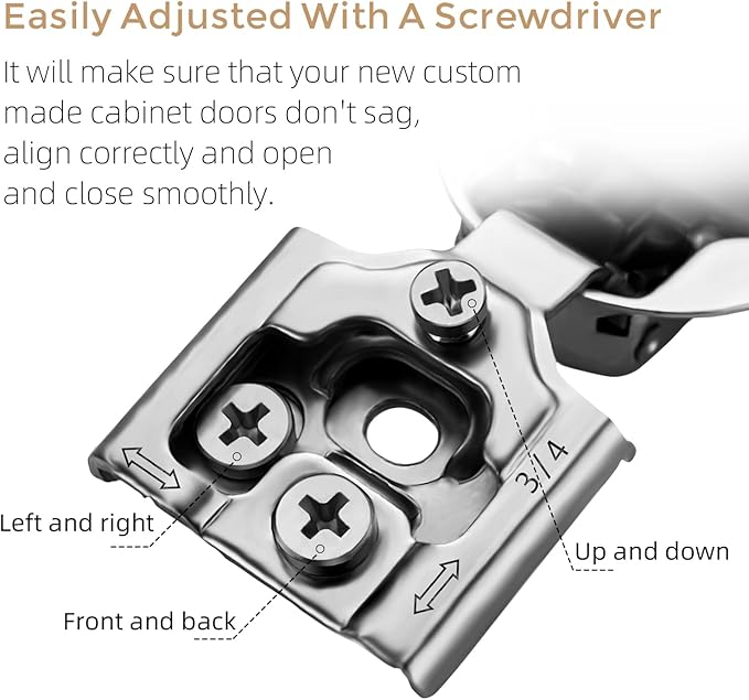 Ravinte 40 Pack 20 Pair 3/4 inch Overlay Soft Close Kitchen Cabinet Hinges Stainless Steel Adjustable Kitchen Hinges Satin Nickel Cabinet Hardware