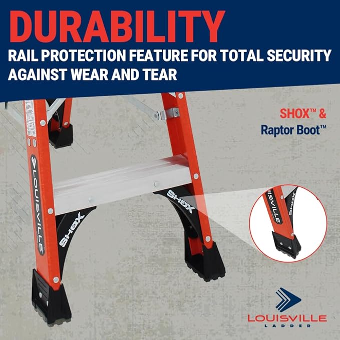 Louisville Ladder 10-Foot Fiberglass Twin Front Step Ladder, 375-Pound Load Capacity, Type IAA, FM1410HD