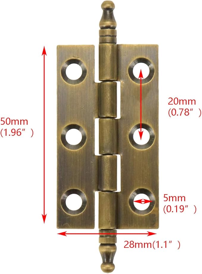 Quluxe 2" Door Hinges, Square Hinge, Antique Brass Hinges for Cabinet Doors Dresser Drawer Closet with Screws- Bronze (Pack of 4)
