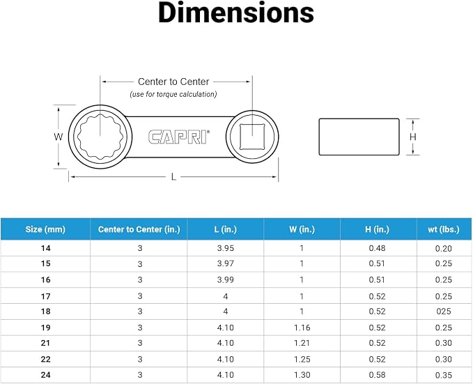 Capri Tools 1/2 in. Drive Torque Adapter Set, 12-Point Box End, 14 to 24 mm, Metric, 9-Piece with Mechanic's Tray