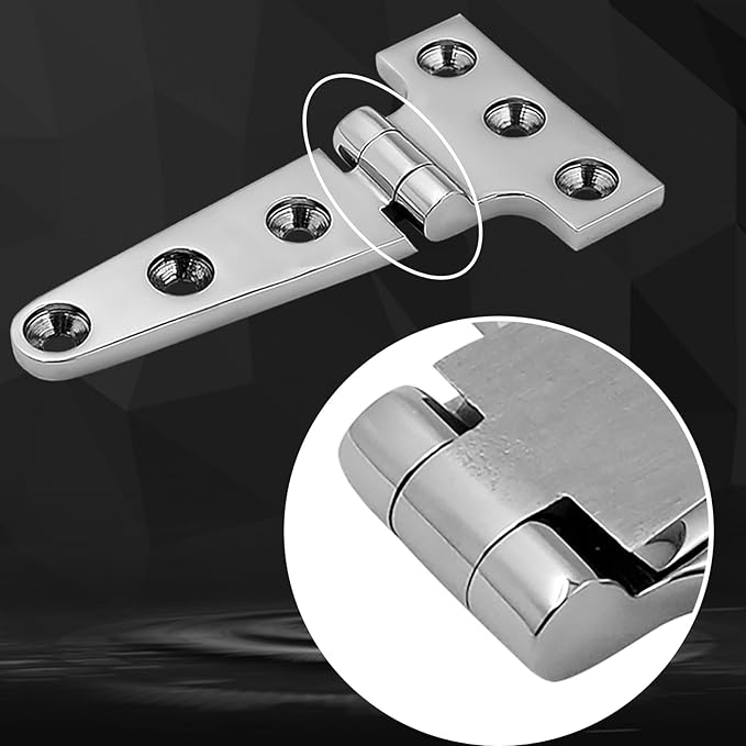 316 Stainless Steel T Hinges Marine Grade 4'' x 2" Heavy Duty Boat Hatch Hinge (100 mm X 54 mm) 2 Pack Casting Cabinet Hardware Door Hinge with Screws