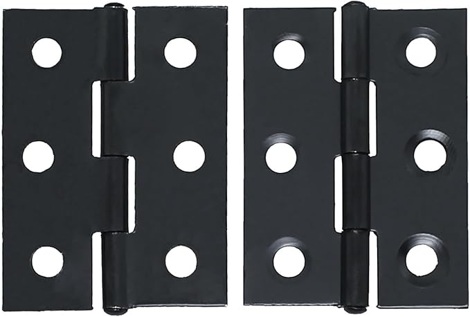 16PCS Black Stainless Steel Classic Contemporary Folding Butt Hinge, 1.75x1.3 inch, 6 Holes, Suitable for Cabinet Door Window Toolbox Installation