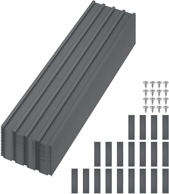 GarveeLife 20Pcs Metal Roofing Panels for Carport, Heavy Duty Metal Carport Kits, Galvanized Steel Corrugated Panels, for Patio Outdoor Garden, 73.2 in x 16.8 in