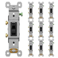 AIDA 10 Pack Single Pole Toggle Light Switch, 15 Amp, 120 Volt, Toggle Framed AC Quiet Switch, in Wall On/Off Switch Replacement, Self-Grounding, Residential and Commercial Grade, UL,Glossy Black