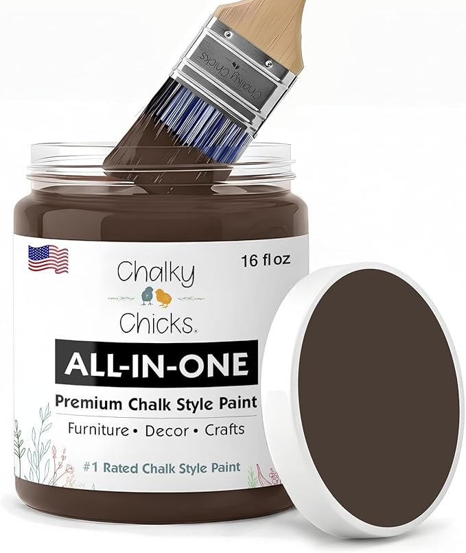 Chalky Chicks 16 Fl Oz Matte Alaskan (Brown) Bear Brown Chalk Paint for Furniture Without Sanding - No Prep Furniture Paint No Sanding All in One for Crafts, Wood, Cabinet, Metal, Dresser, Farmhouse