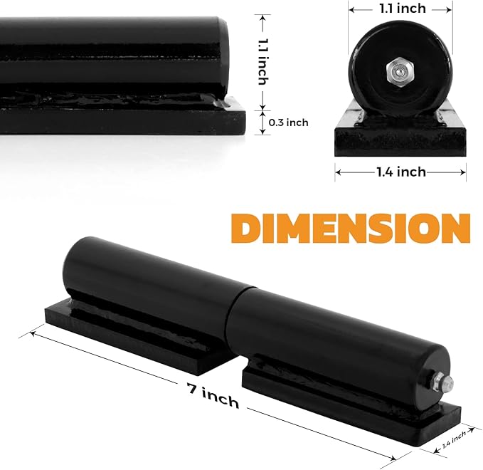 4PACK Gate Hinge, Heavy Duty (7"), Weld-On Install, Wood/Metal Fence - Black