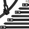 Reusable Zip Ties 12 Inch, 100pcs 50lb Black Zip Tie Heavy Duty Outdoor Cable Ties, Releasable Plastic Tie Wraps, Wire Ties Removable for Cord Management