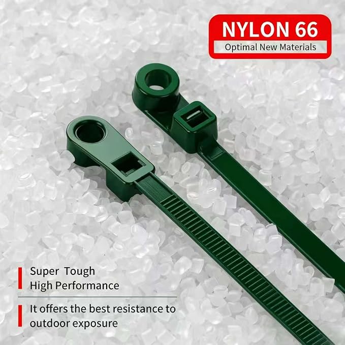 200 PCS 8 inch Green Zip Ties with Screw Hole 70lbs Mountable head Cable Ties Straps Multipurpose Heavy Duty Nylon Cable Zip Ties with Screw Mounting Hole