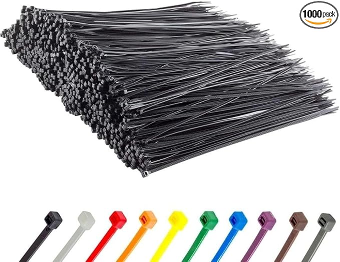 GTSE 14 Inch Black Heavy Duty Zip Ties, 1,000 Bulk Pack, 120lb Strength, UV Resistant Nylon Cable Ties, Self-Locking 14" Tie Wraps