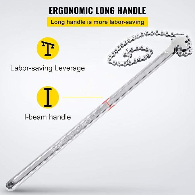VEVOR 24 Inch Pipe Chain Wrench Heavy Duty 6.7 Inch Chain Wrench
