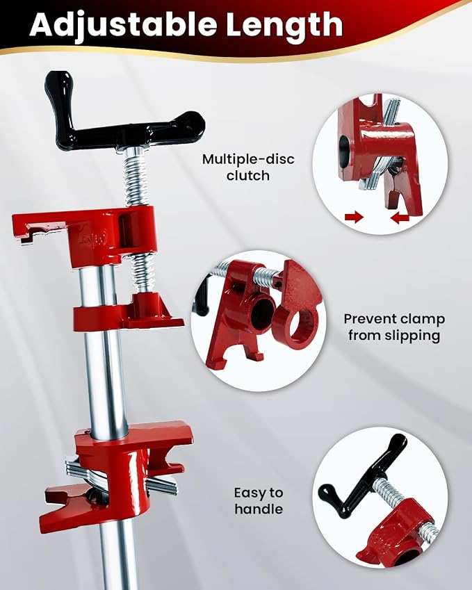 3/4 Inch Pipe Clamps, 6 Pack Woodworking Clamp Set for Gluing DIY