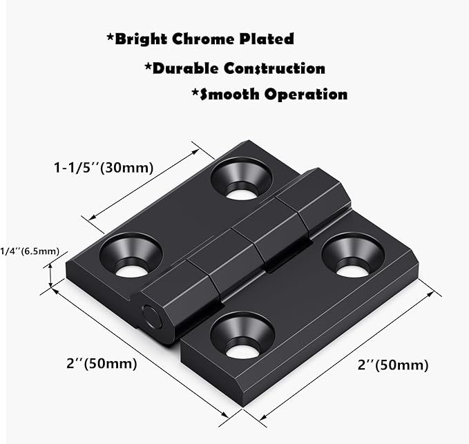 SYINE Heavy-Duty Butt Hinge Zinc Alloy Door Hinge Closet Hinge for Closet Cabinet Door,Set of 2,Black, 2'' x 2''