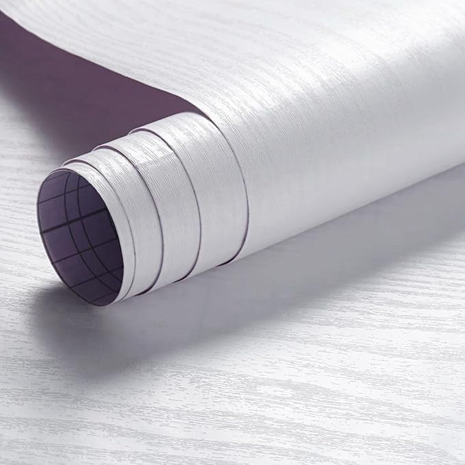 Arthome Peel and Stick Wallpaper - White Wood Contact Paper - White Wallpaper - Self-Adhesive, Removable and Waterproof for Cabinet, Countertop (17"x393")