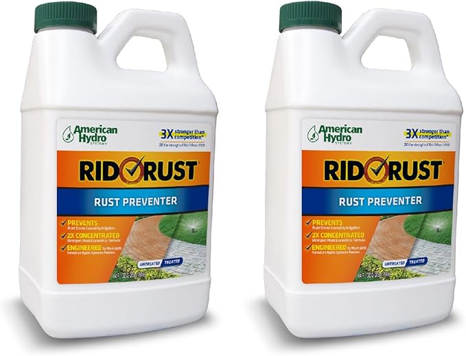 Pro Products American Hydro Systems RR1 Rid O' Rust 2X Concentration Rust Stain Preventer for Irrigation Systems and Exterior Surfaces, 64 Fl. Oz. Bottle, Pack of 2