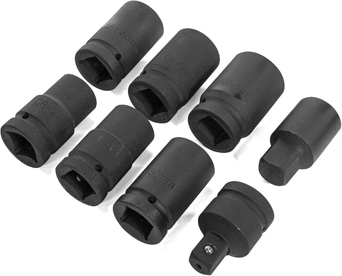 XtremepowerUS 8-Pieces Heavy Duty Torque Multiplier Wrench Labor Saving Lug Nut Wrench Torque Multiplier Cr-v Socket (24mm to 38mm) for Semi Truck & RVs w/Case