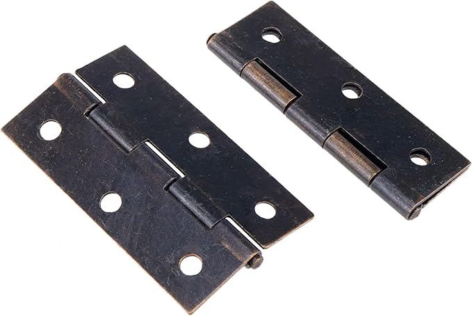 T Tulead Small Box Hinges Iron Door Hinges Furniture Hardware Hinge Heavy Duty 2.4"x1.5", Red Bronze, 10PCS with Mounting Screws
