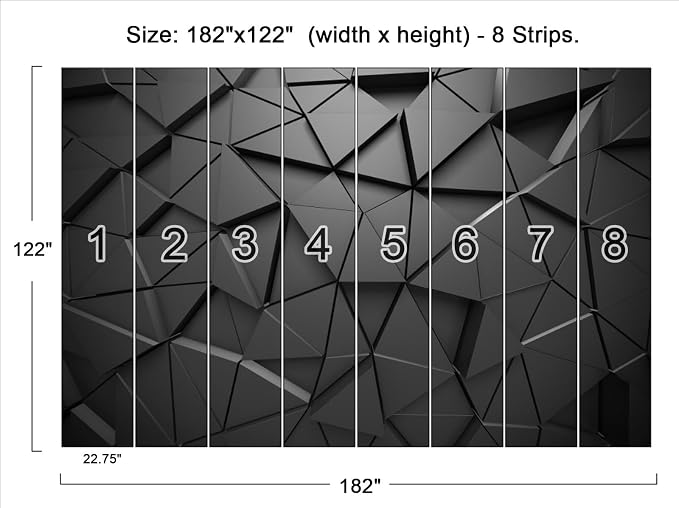 Cliouar-Black Geometric Figures 3D Wallpaper Mural 182" x 122"(Not Peel and Stick)