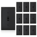 ELEGRP 3 Way Toggle Light Switch with Plate, 15 Amp, 120 V, Toggle Framed AC Quiet Switch, in Wall On/Off Switch, Self-Grounding, Residential and Commercial Grade, UL Listed (10 Pack, Glossy Black)