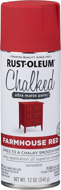 Rust-Oleum Farmhouse Red Chalked All-in-One Ultra Matte Spray Paint | One Coat Coverage | No Primer, Sanding, Or Topcoat Needed | Easy Spray Application | Made in USA | 12 OZ