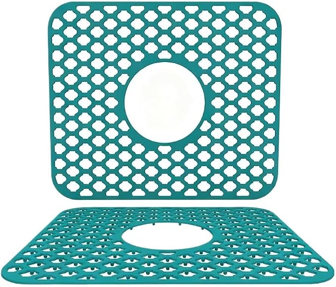 Kitchen Sink Mat 13.6 x 11.6in Silicone Sink Mat Non Slip Sink Protector for Farmhouse Kitchen Green