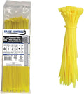Kable Kontrol Fluorescent Yellow Zip Ties 14 Inch 100 Pcs, 50 Lbs Tensile Strength, Self-locking Nylon Colored Cable Ties Wire Wraps for Indoor or Outdoor Use… | Nylon Plastic, Self Locking, UL Listed, Indoor Use