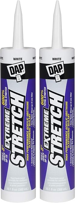 DAP Extreme Stretch Acrylic Urethane Premium Elastomeric Sealant,White,10.1 Oz (7079818715),(Pack of 2)