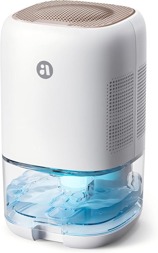Dehumidifier, 35 OZ Small Dehumidifiers for Bedroom, Quiet Dehumidifier with Auto Defrost, Auto Shut Off, Key Sound Off, 7 Color Light, for Bathroom, Closet, RV, Home up to 280 Sq.Ft, Gold