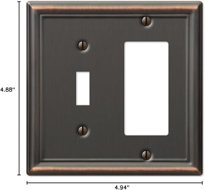 Amerelle 149TRDB Chelsea Wallplate, 1 Toggle / 1 Rocker, Steel, Aged Bronze, 1-Pack