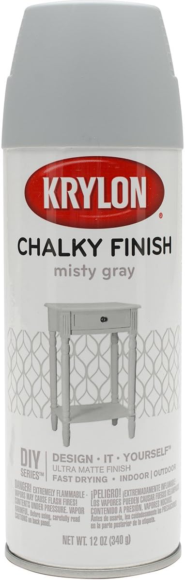 Krylon K04102007 Chalky Finish Spray Paint, Misty Gray, 12 Ounce