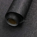 Black Silk Wallpaper Peel and Stick Embossed Self Adhesive Contact Paper 15.7" x 393.7" Removable Waterproof Kitchen Vinyl Wrap Cabinet Textured Renter Friendly Wall Cover with Scraper, Paper Cutter