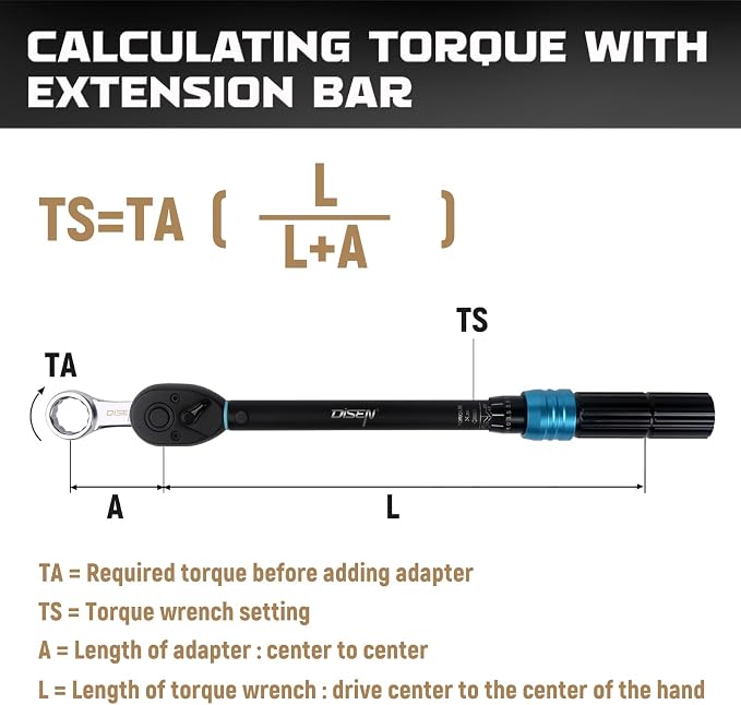 DISEN 10PCS Metric Torque Wrench Adapter 10-19mm 3/8" Drive Extension Box | Chrome vanadium steel | 3/8" square drive | Extension rod design | 10-19mm range | Color box | For car, bike, truck repair