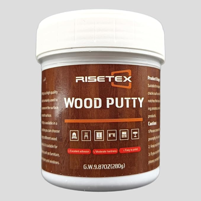 Wood Filler Putty - 9.87 oz, Walnut, Stainable & Paintable Repair Kit for Furniture, Quickly Fix Cracks, Chips, Nail Holes & Defects in Wood Floors & Cabinets - Easy Sanding