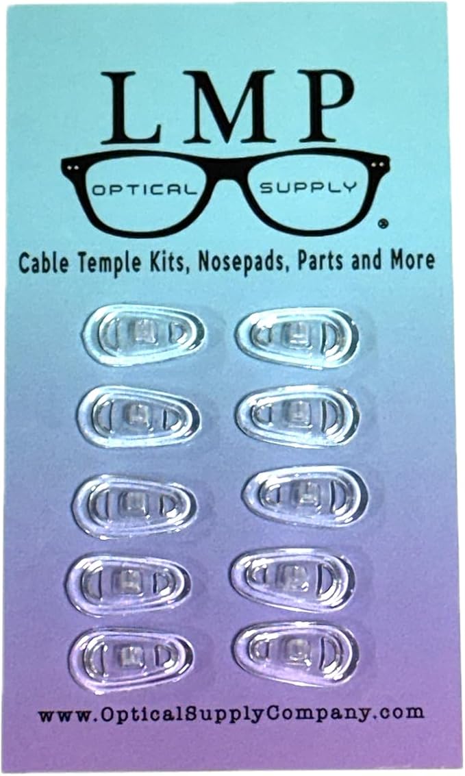 5 Pack Universal Silicone Screw-in Nose Pads, Clear, 15mm x 7mm, Tear-Drop Shape Silicone Screw in Eyeglass Repair Kit Adult & Kids