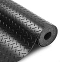 3mm Diamond-Plate Rubber Flooring Roll - Easy to Cut Waterproof Anti-Slip Mat, Heavy Duty Floor Protection for Garage, Gym, Stable, Basement, Kennel, 4' x 14'