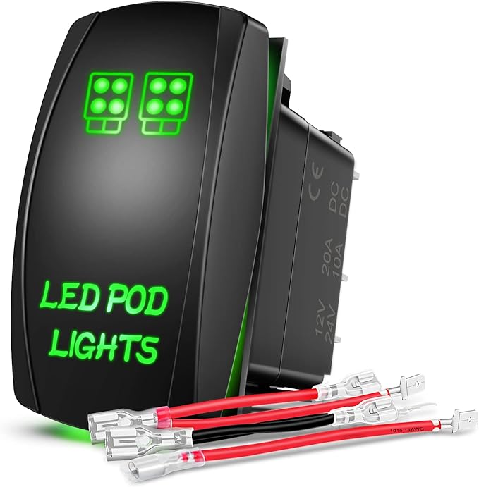 Nilight LED POD Lights Rocker Switch Led Light Bar 5Pin Laser On/Off switches 20A/12V 10A/24V with Jumper Wires Set for Cars,Trucks,RVs