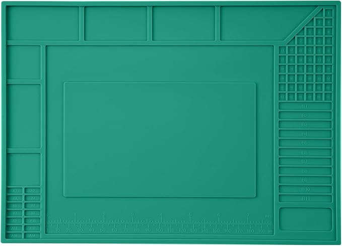 Noah Premium Heat Resistant Soldering Mat 932°F,Silicone repair Mat for Soldering Desoldering,Cell Phone, Laptop Repair, 11.8''x8.3'',Green