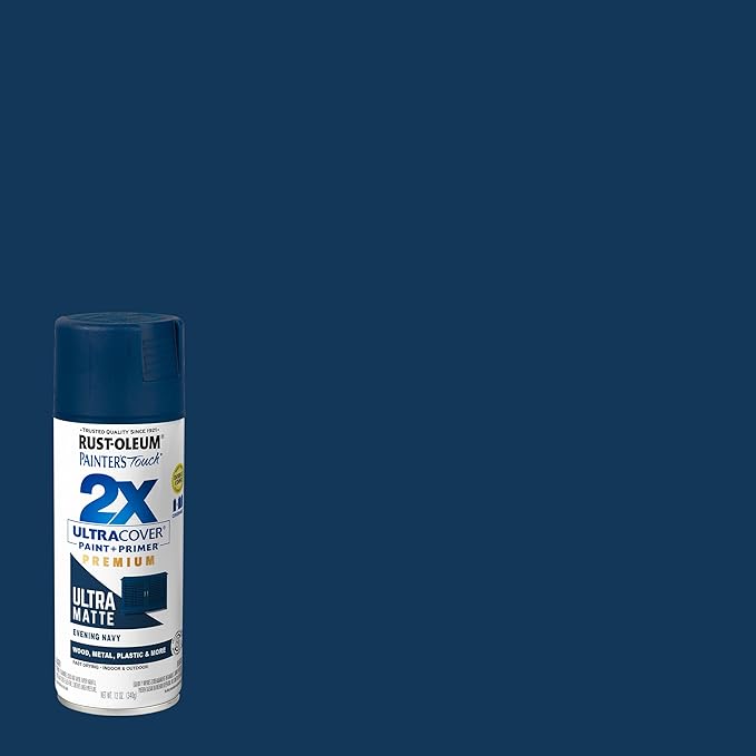 Rust-Oleum 331183-2PK Painter's Touch 2X Ultra Cover Spray Paint, 12 oz, Ultra Matte Evening Navy, 2 Pack