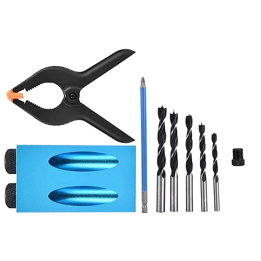 34Pcs Wood Woodwork Guides Joint Angle Tool Carpentry Locator,Pocket Hole Jig 15° Woodworking Inclined Hole Fixture 6/7/8/9/10mm Drill Bits Dowel Screw Drill Jig Joinery Kit Carpenters
