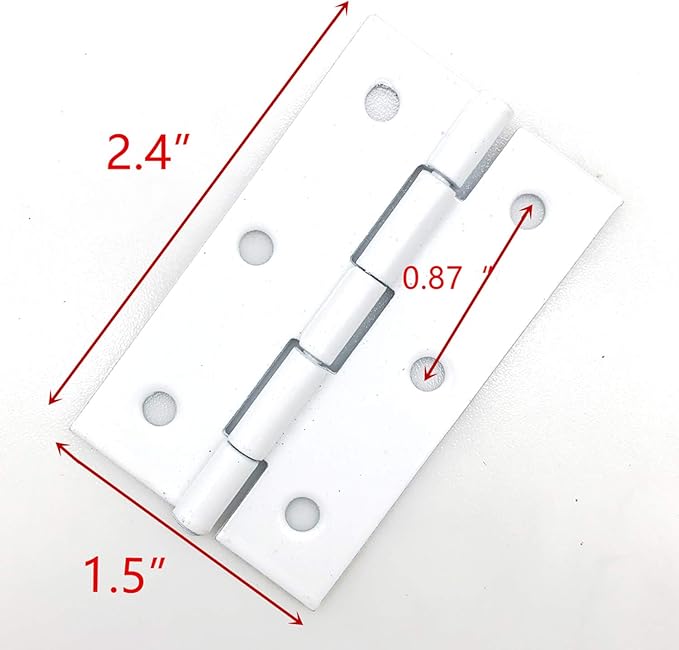 XMHF Cabinet Gate Closet Door Hinges 2.4"x1.5" Home Furniture Hardware Folding Butt Hinges White with Mounting Screws Pack of 12