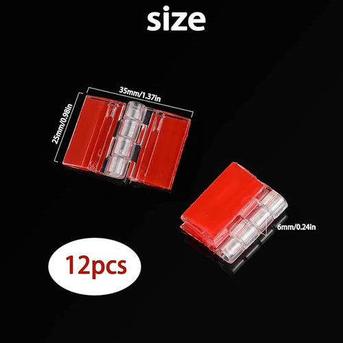 12 Pcs Acrylic Small Hinges - Self Adhesive Clear Plastic Transparent Continuous Hinge Tools for Cabinet Drawer Furniture DIY Display Stand 35x25 mm