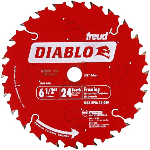 Freud D0624A Diablo 6-1/2-inch 24T ATB Perma-Shield Framing Saw Blades, 10-Pack
