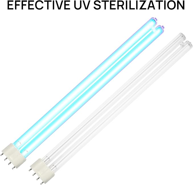 TURBRO 36W HVAC UV Light, UV Bulb with 4-Pin 2G11 Base, Replacement Light for UV36D, UV36P, and UV72P Systems, for Cleaning Air, AC Systems, and Ponds, 15.2 in Long, 2 Pack